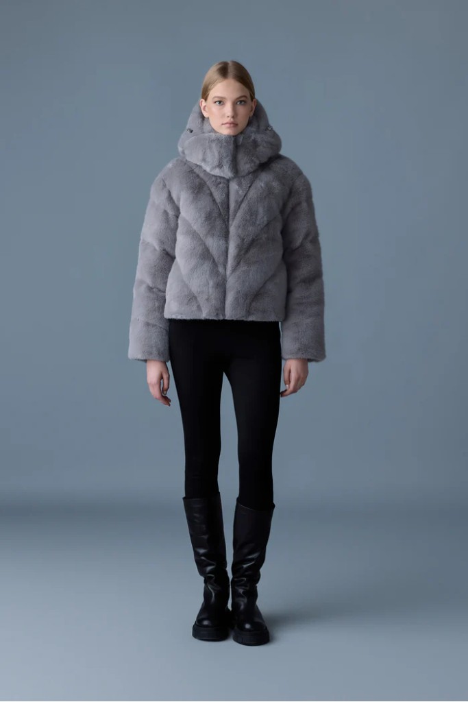 ANIK Brushed faux-fur down jacket