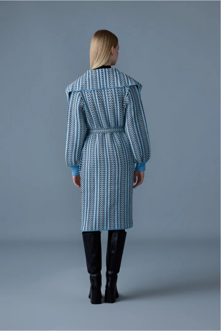 EFFIE-CK Long Jacquard chain-knit cardigan