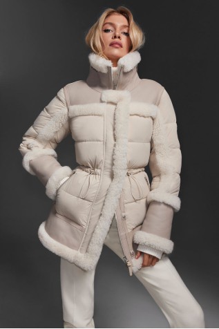 LILIBETH Mixed-media shearling down parka