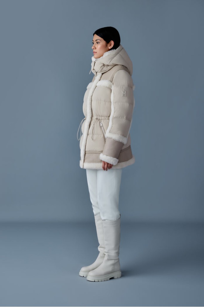LILIBETH Mixed-media shearling down parka